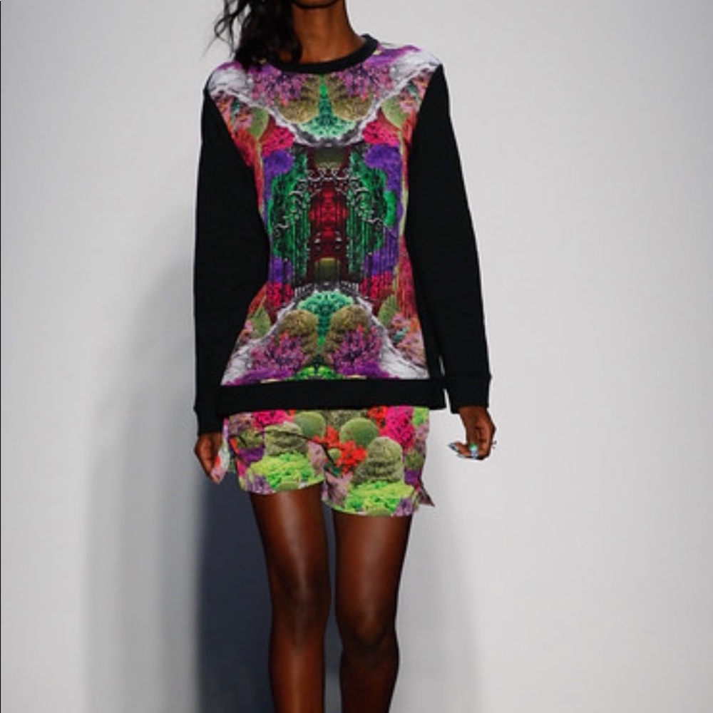 Unique Chartreuse Garden Gate Print Sweatshirt | Cotton, Silk, Cashmere